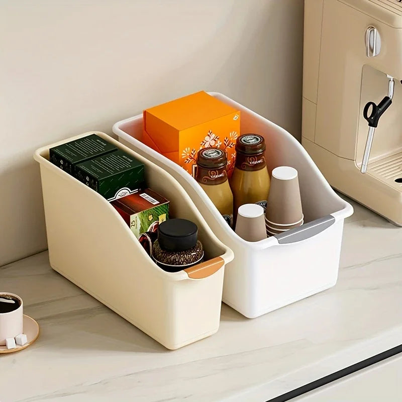 Curved Plastic Storage Bin Set - Multipurpose Home Organization Baskets for Cleaning Supplies & Household Essentials