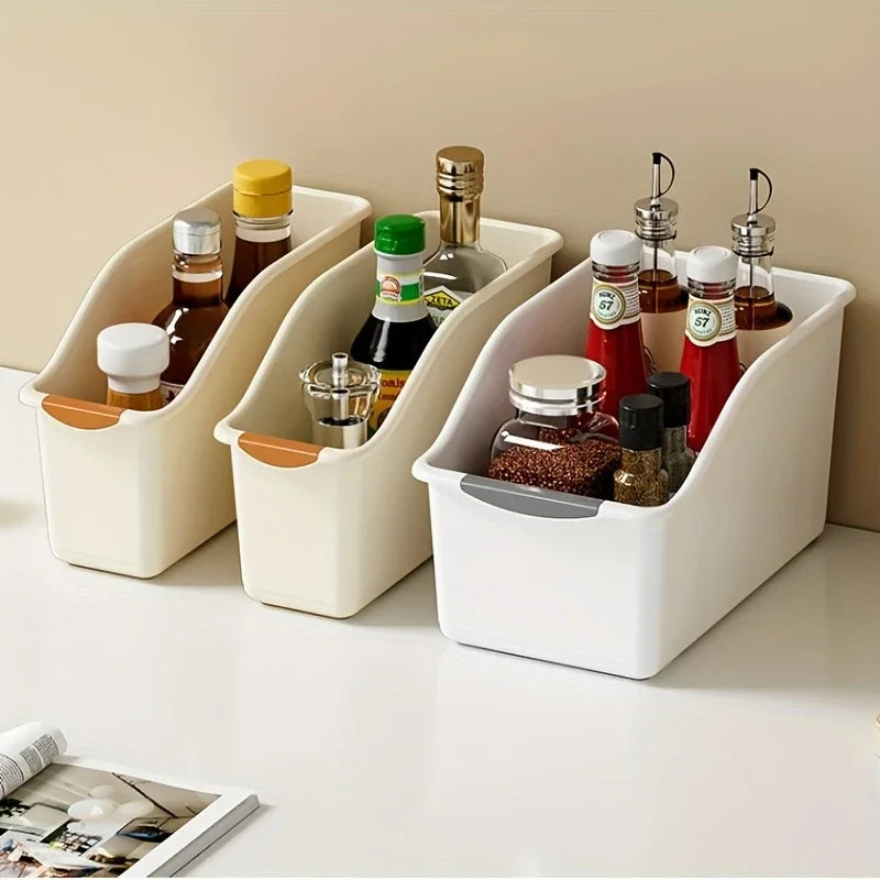 Curved Plastic Storage Bin Set - Multipurpose Home Organization Baskets for Cleaning Supplies & Household Essentials
