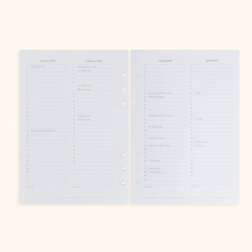 A5 Inserts for Weekly Planner Personal Portfolio 2026