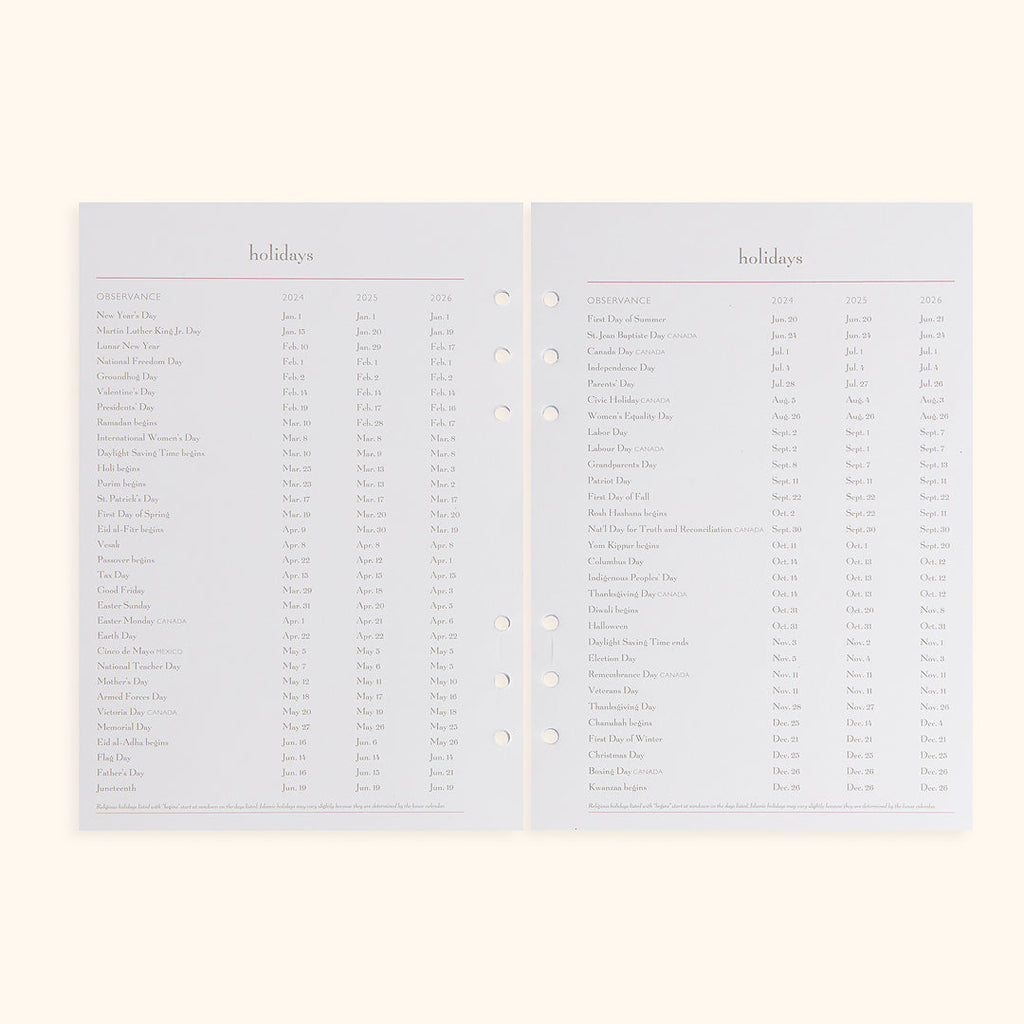 A5 Inserts for Weekly Planner Personal Portfolio 2026