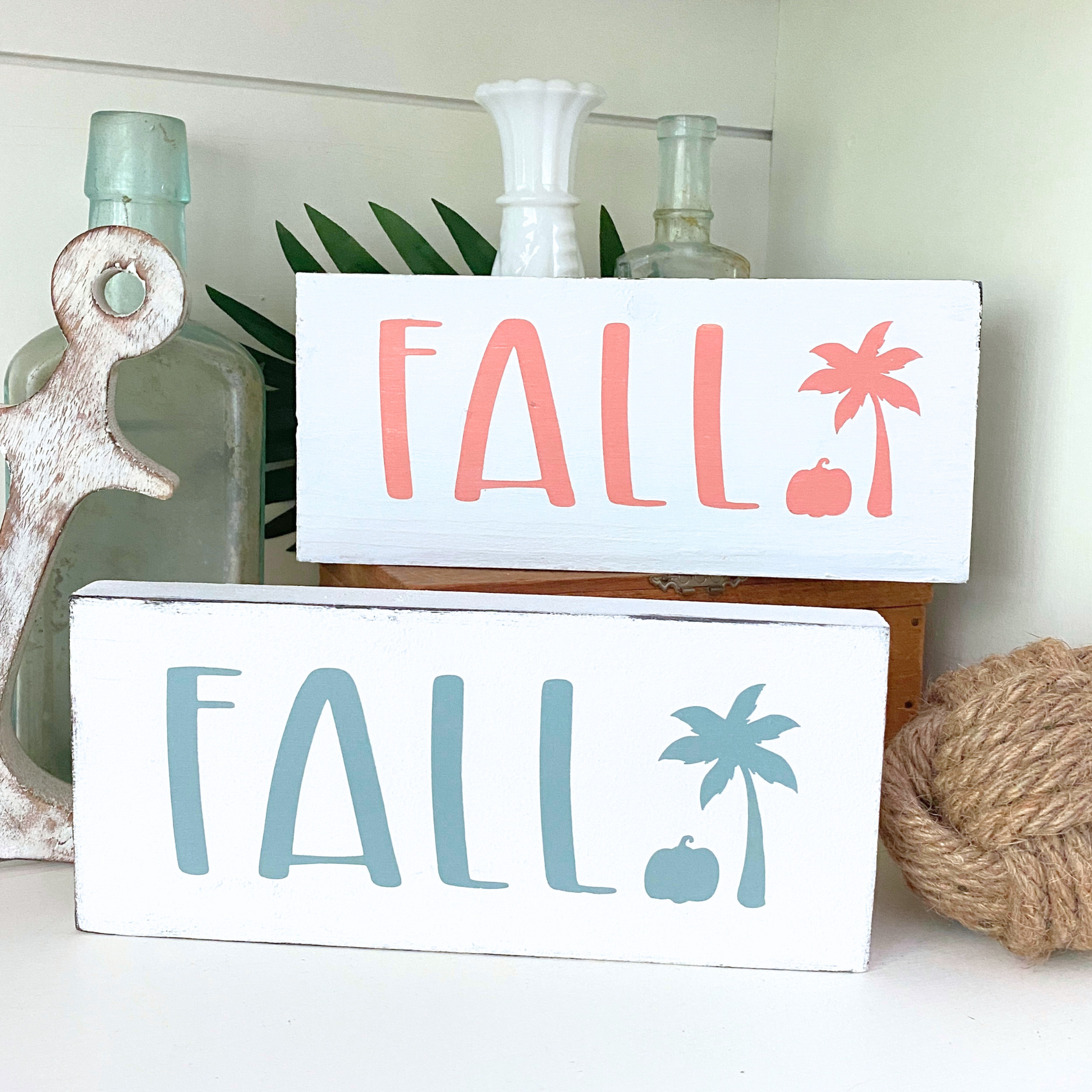 Fall Palm Tree Beach Sign