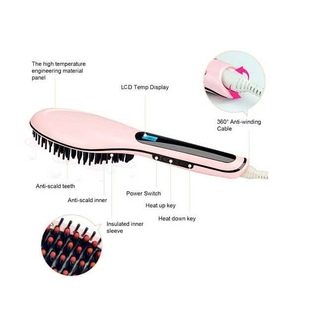 Detangling Hair Straightener Brush - Assorted Colors