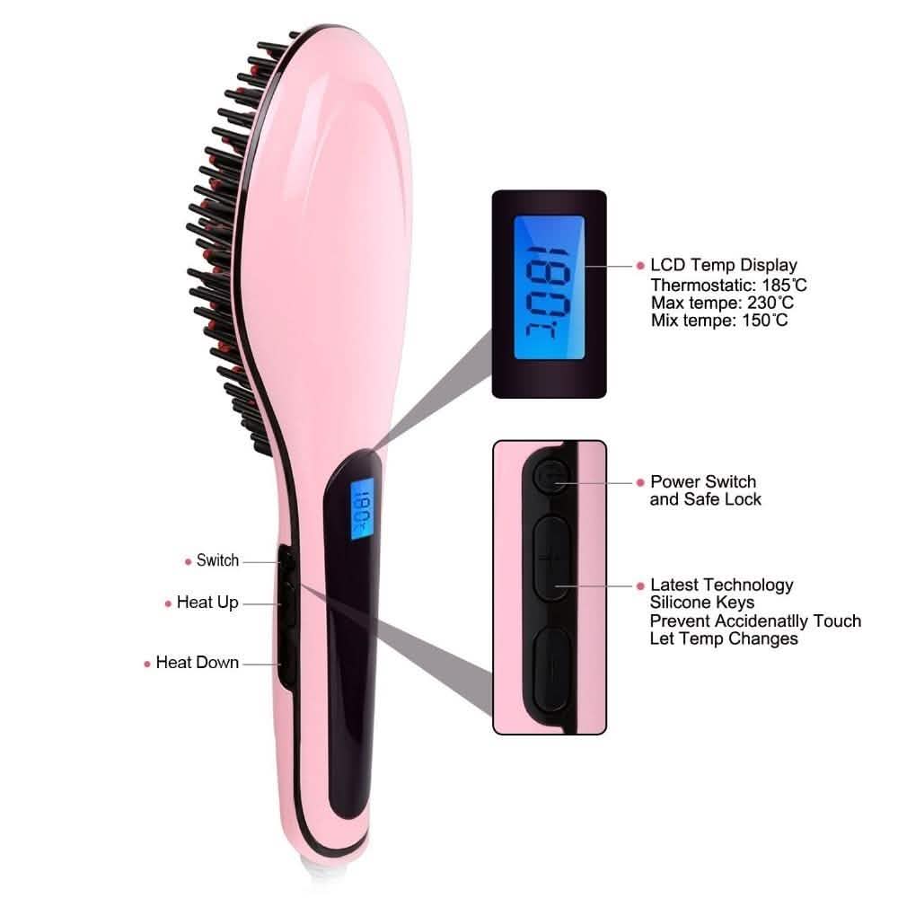 Detangling Hair Straightener Brush - Assorted Colors